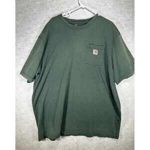 Carhartt Short Sleeve Shirt Size 2XL Tall Original Fit Green K195 Flaw Distress